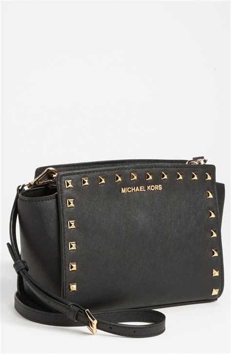 michael kors selma stud-小型斜背包|Selma Medium Saffiano Leather Crossbody Bag .